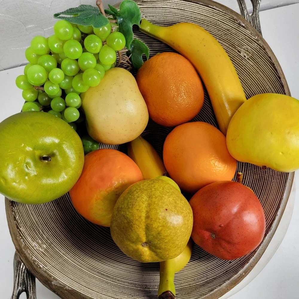 Vintage Artificial Assorted Fruit Hollow Faux Apples Banana Grapes Orange